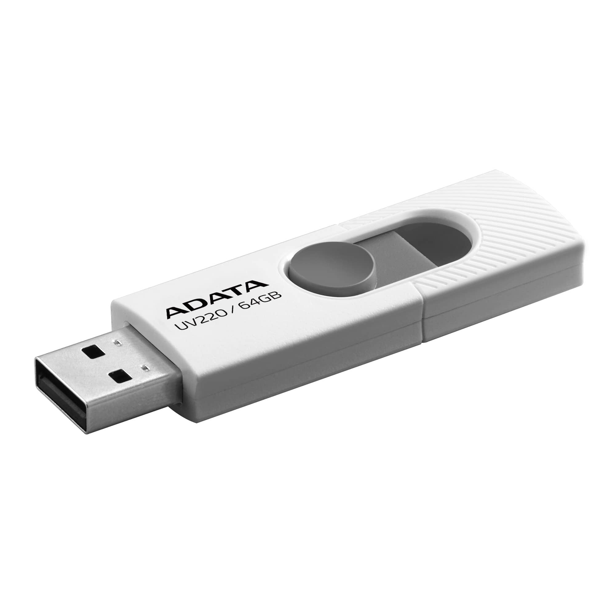 Memoria usb 2.0 de 64gb uv220 - diseño deslizante sin tapa. color blanco/gris. auv220-64g-rwhgy