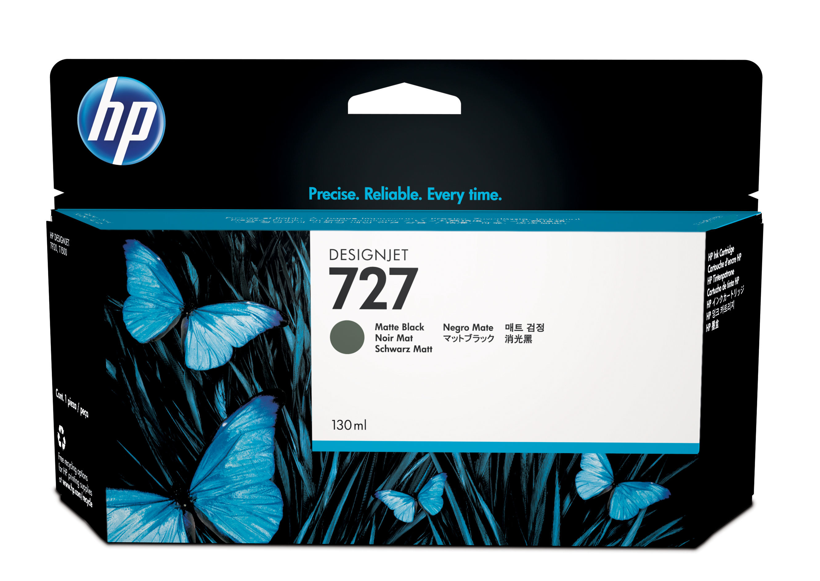 Tinta hp 727 - b3p22a, negro mate 130ml