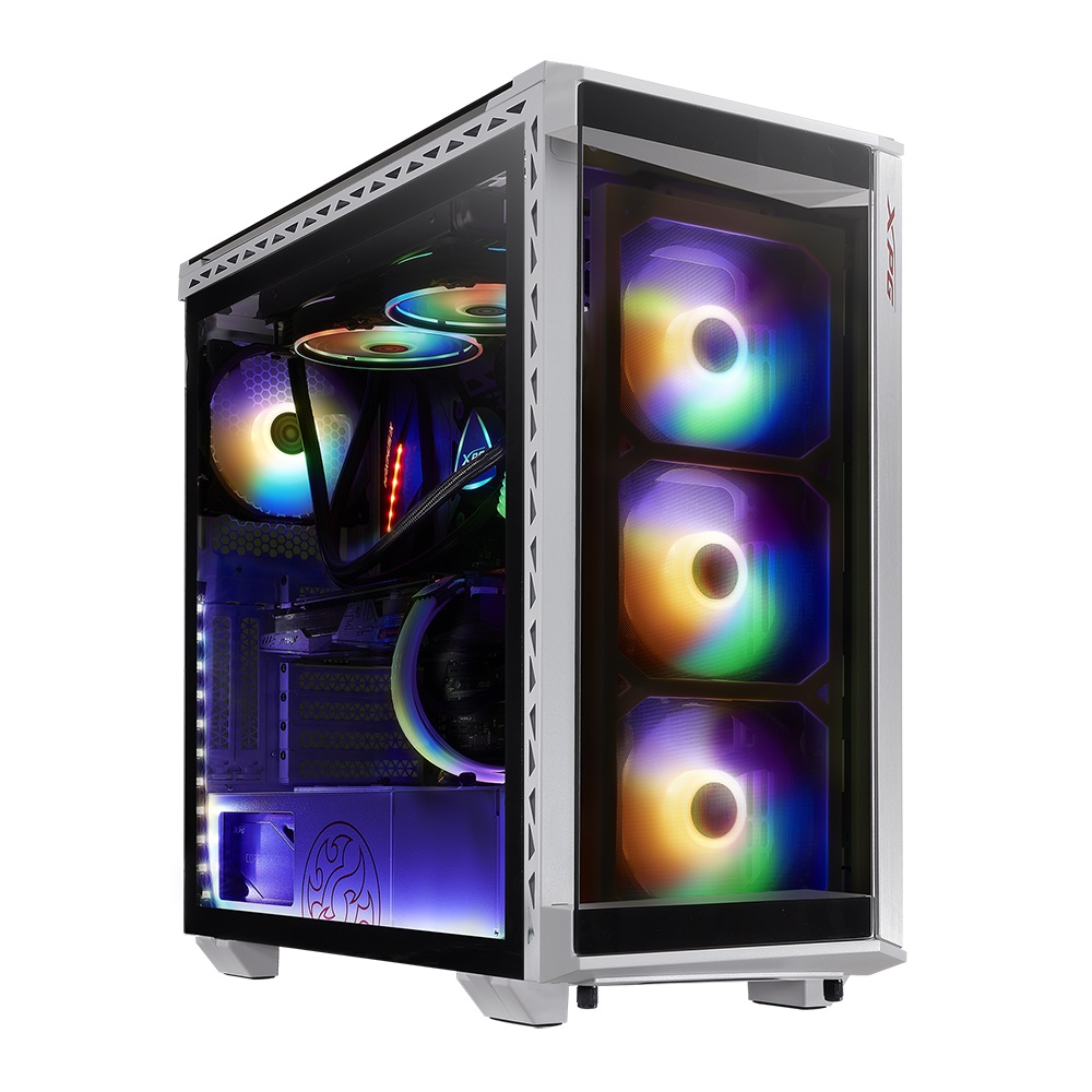 Gabinete xpg battlecruiser rgb white  rgb sync  cristal templado  e-atx - color negro