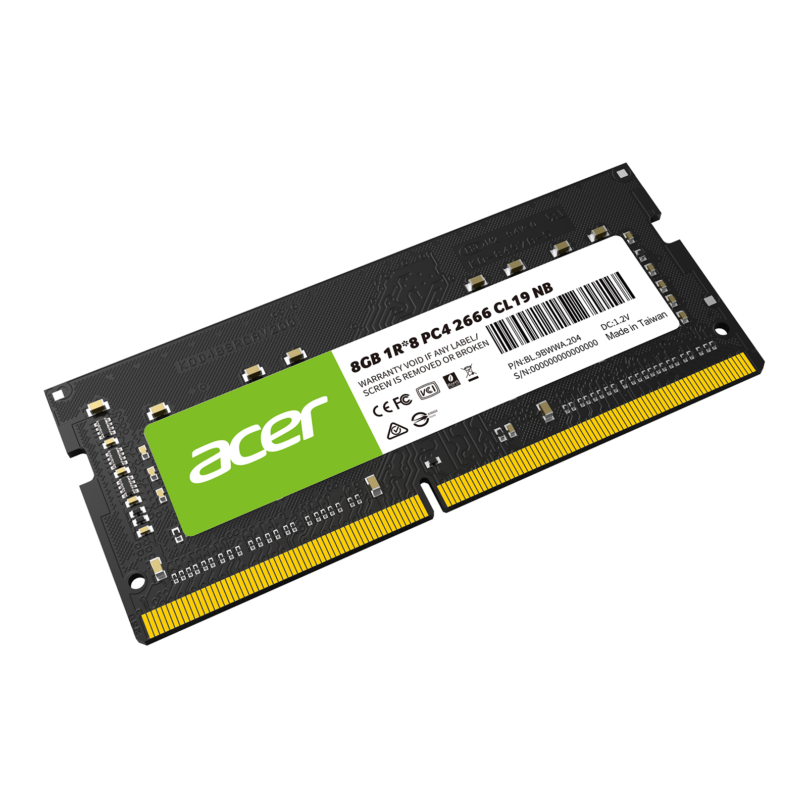 Memoria ddr4 acer modelo sd100 de 8gb sodimm 2666mhz bl.9bwwa.204