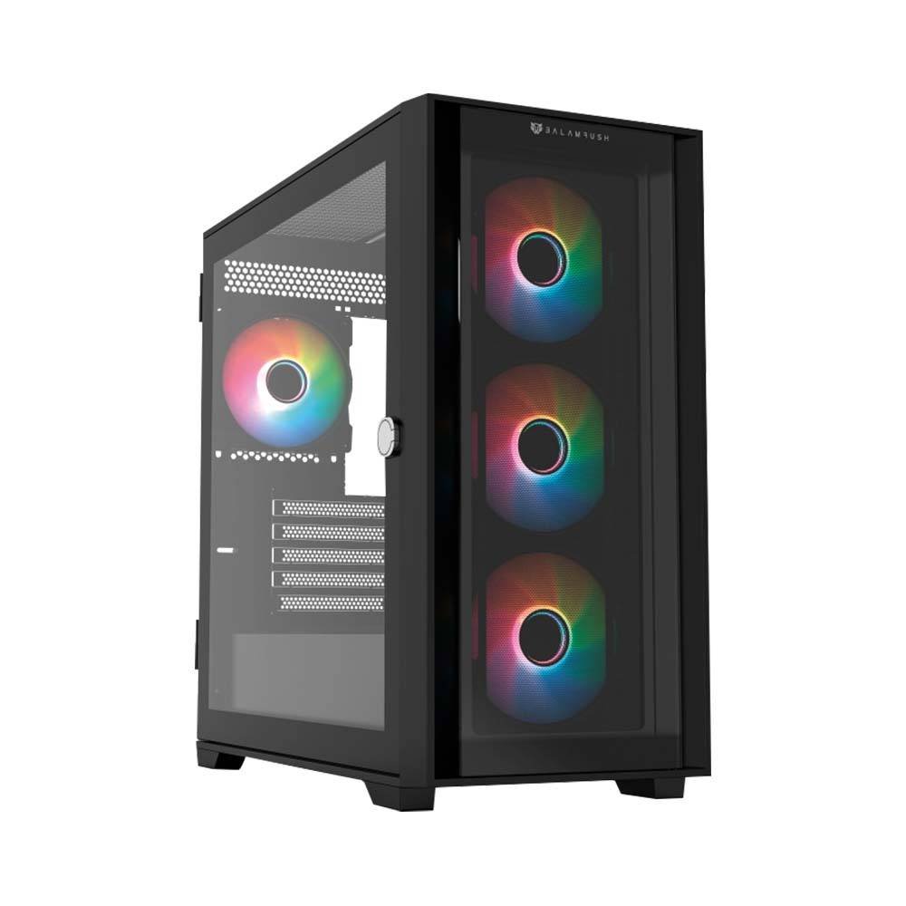 Gabinete gamer mini torre carbono twin mate 6000 / max mb m-atx 340 mm / 1x usb 3.0 + 1x usb 2.0 + 1x usb c 3.1 + 4x fan argb / panel izq cristal con bisagras+frente intercambiable cristal/br-938815