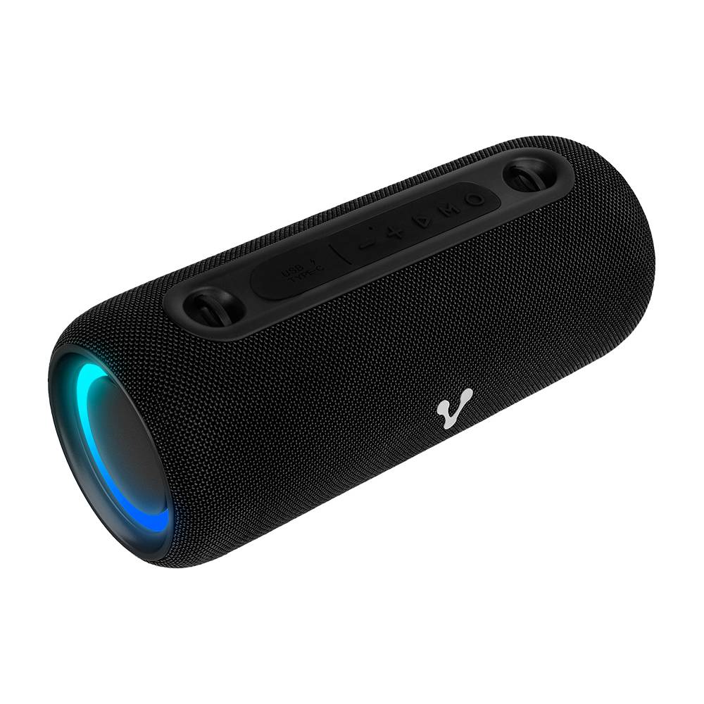 Bocina vorago bsp-430 bluetooth / usb / aros luz rgb / tws / 26w rms con hasta 7 hrs autonomia terminado en tela