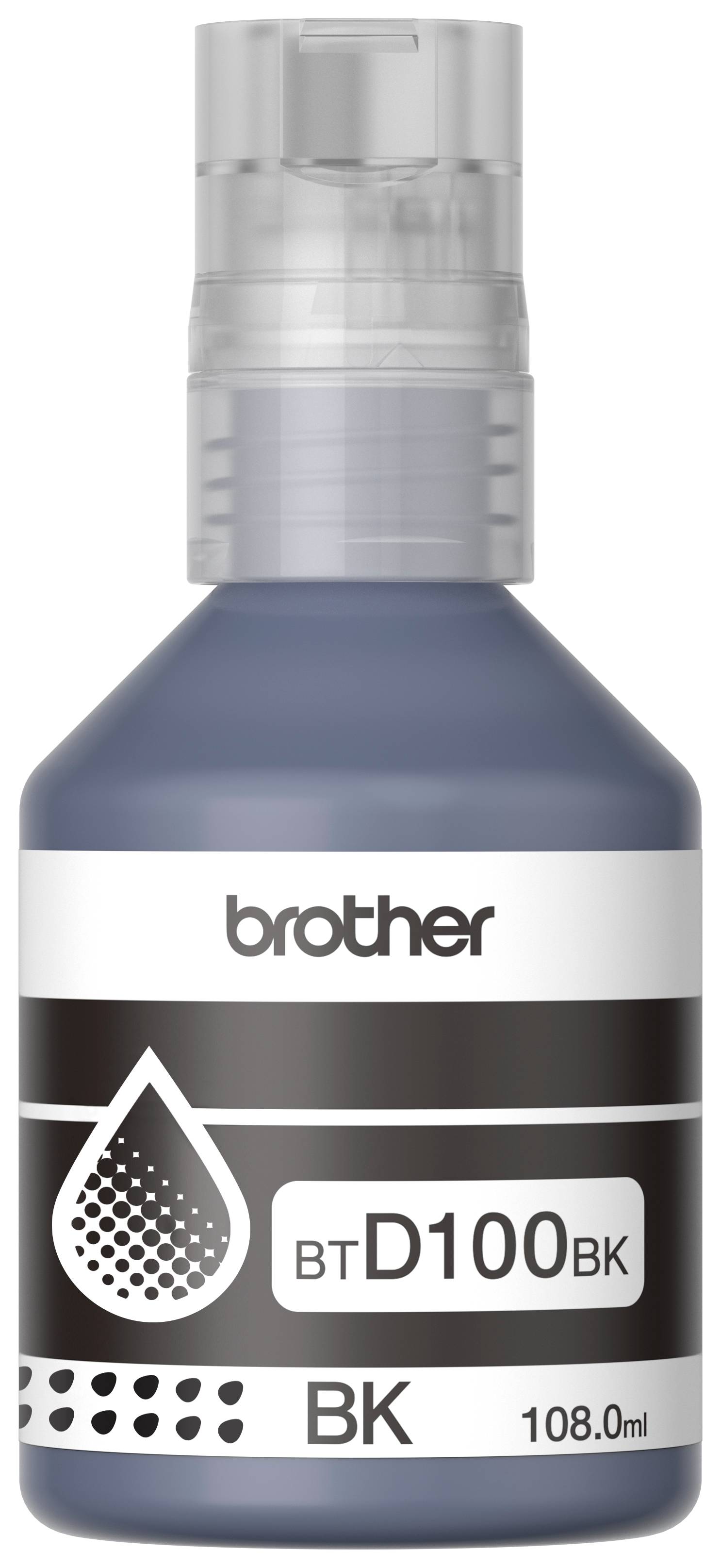 Botella de tinta brother negra btd100bk de ultra alto rendimiento hasta 7,500 pag compatible con dcpt230, dcpt530dw, dcpt730dw, mfct930dw