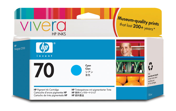 Tinta hp 70 - c9452a, cian 130ml