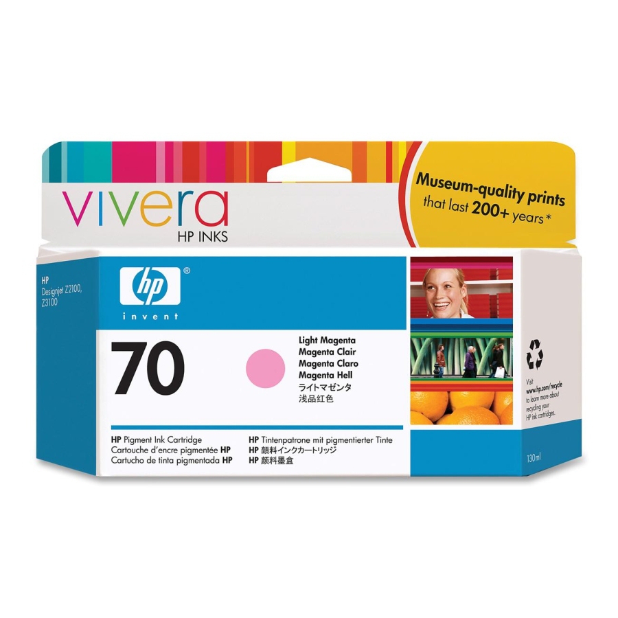 Tinta hp 70 - c9455a, magenta claro 130ml