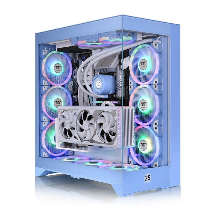 Gabinete thermaltake ca-1y3-00mfwn-00 - midi-tower, pc, vidrio, spcc, atx, eatx, micro atx, mini-itx, azul