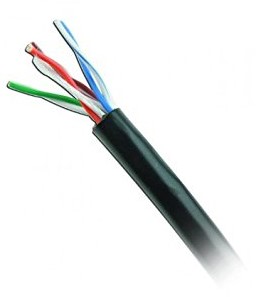 Cable utp cat5e para exterior sin gel - 4 pares, 24 awg, bobina de 305 mts, 100  cobre, color negro