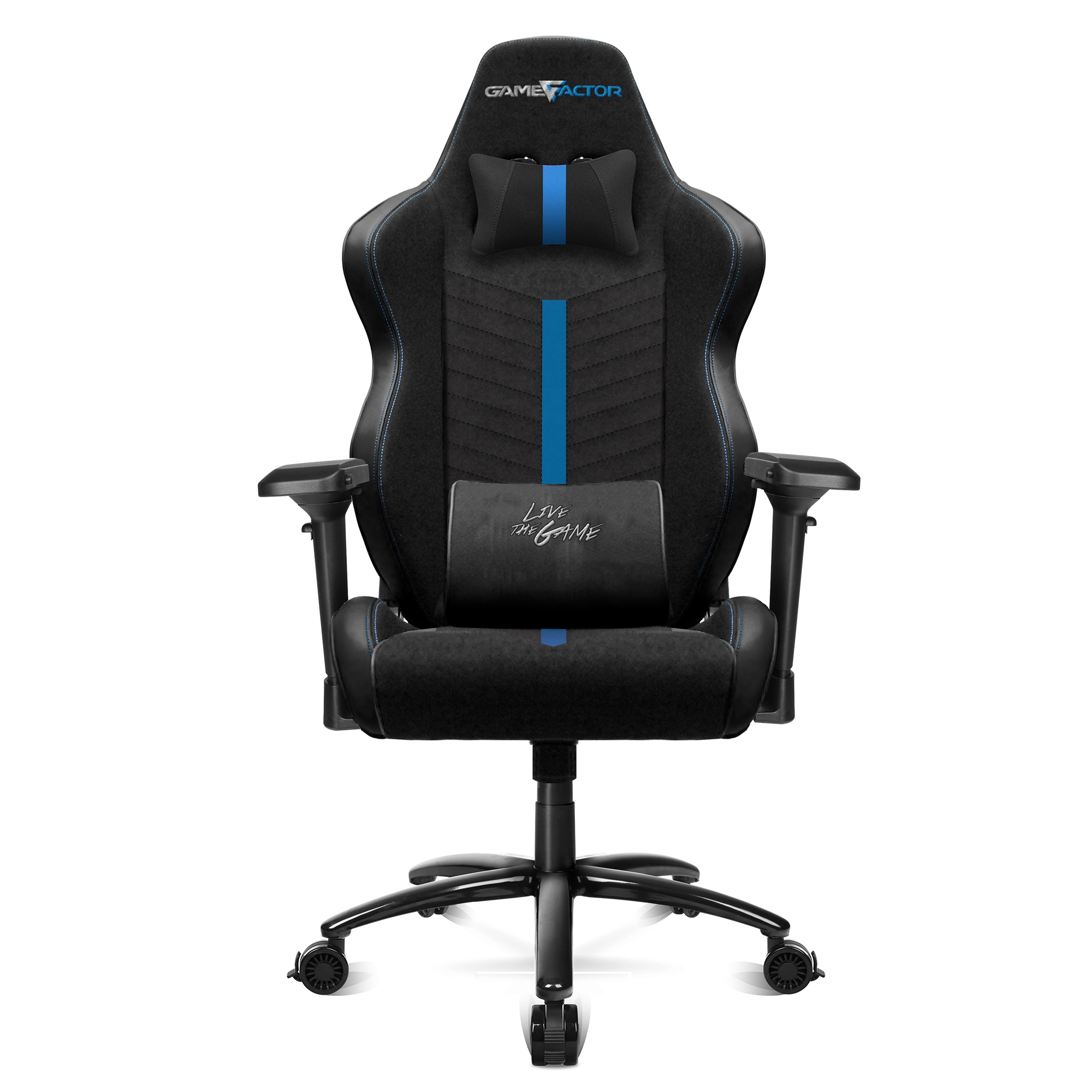 Silla game factor cgc601xl - gamer, asiento acolchado, negro/azul, poliuretano