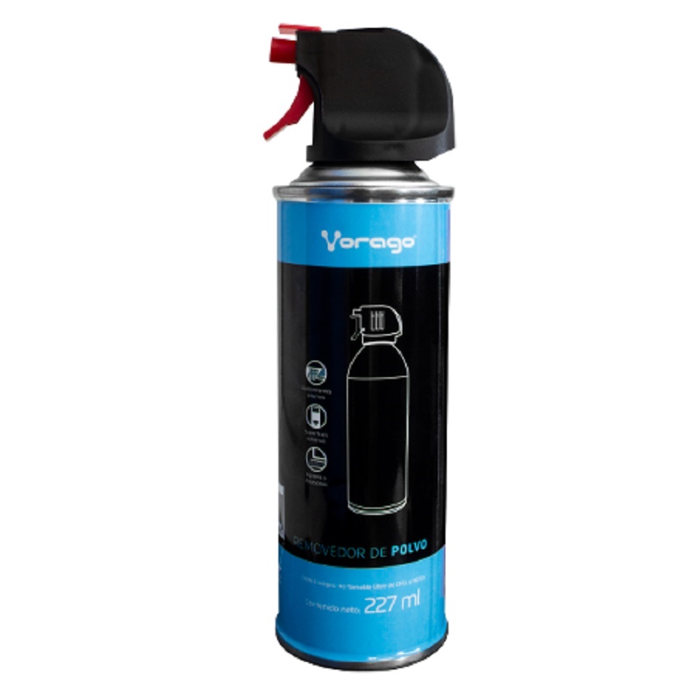 Aire comprimido vorago 227ml vorago cln-106 - negro c/ azul, 227 ml, aire comprimido, limpieza de equipos, tetrafluoroetano