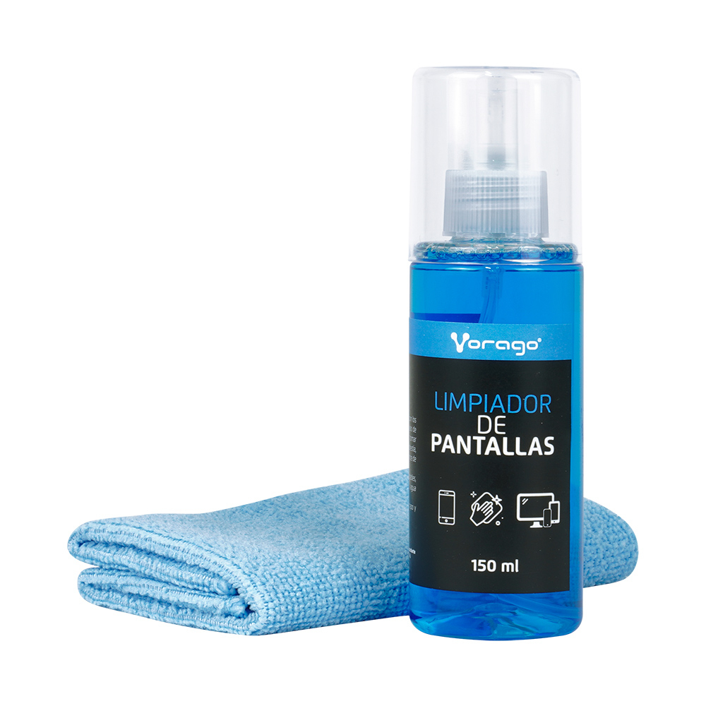 Limpiador de pantallas vorago cln-109 150ml con franela microfibra.