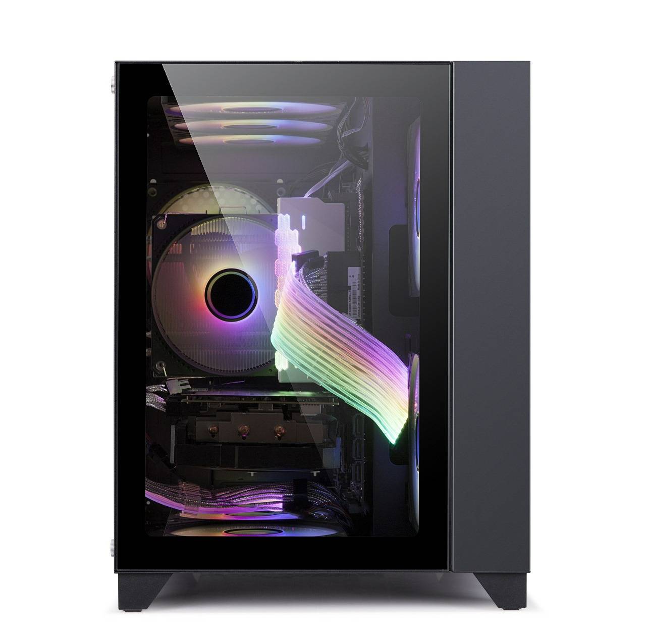 Gabinete gamer game factor csg570 matx fishtank - doble cristal, usb 3.0, s/fte, negro