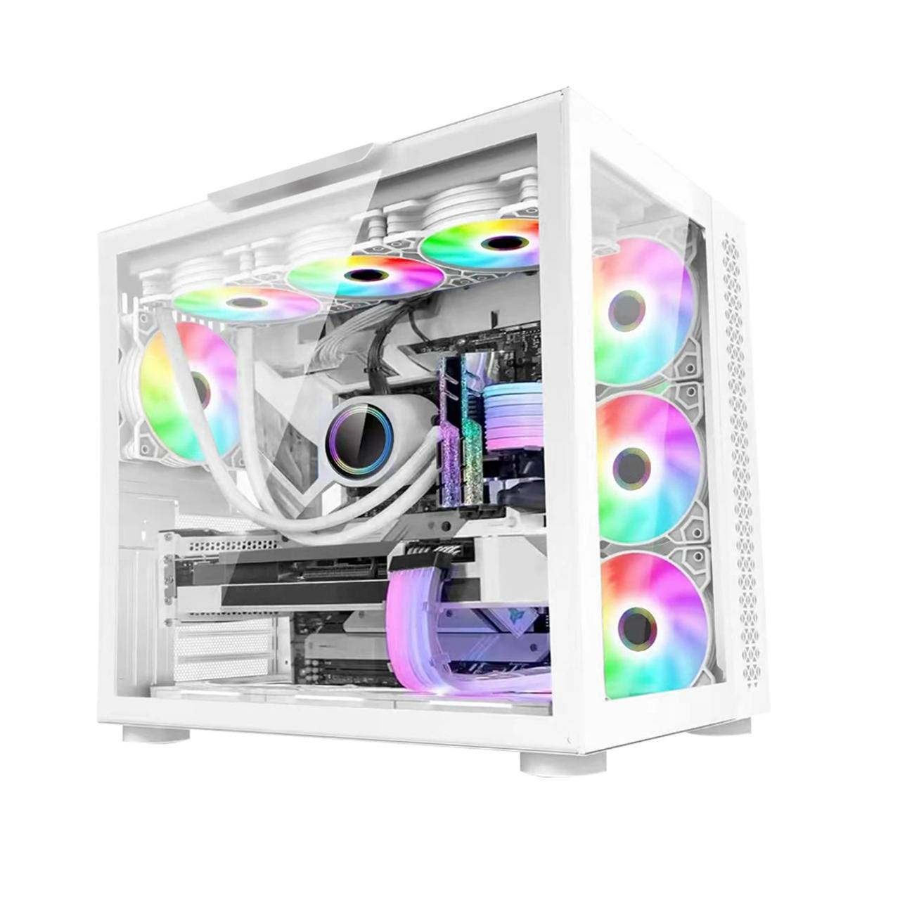 Gabinete gamer game factor csg700 atx fishtank - doble cristal, usb 3.0, s/fte, blanco