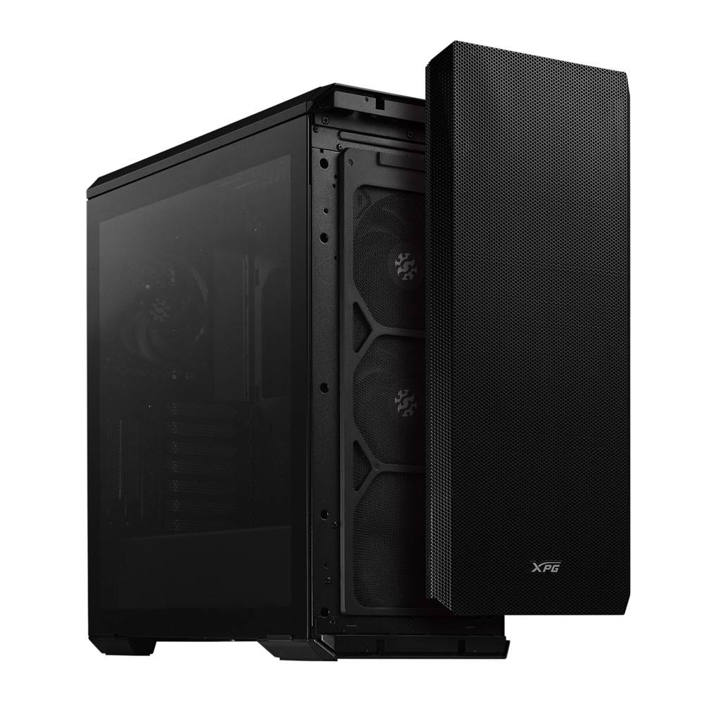 Gabinete gamer xpg defender - media torre. panel lateral de vidrio templado. tres ventiladores incluidos. color negro. defender-bkcww