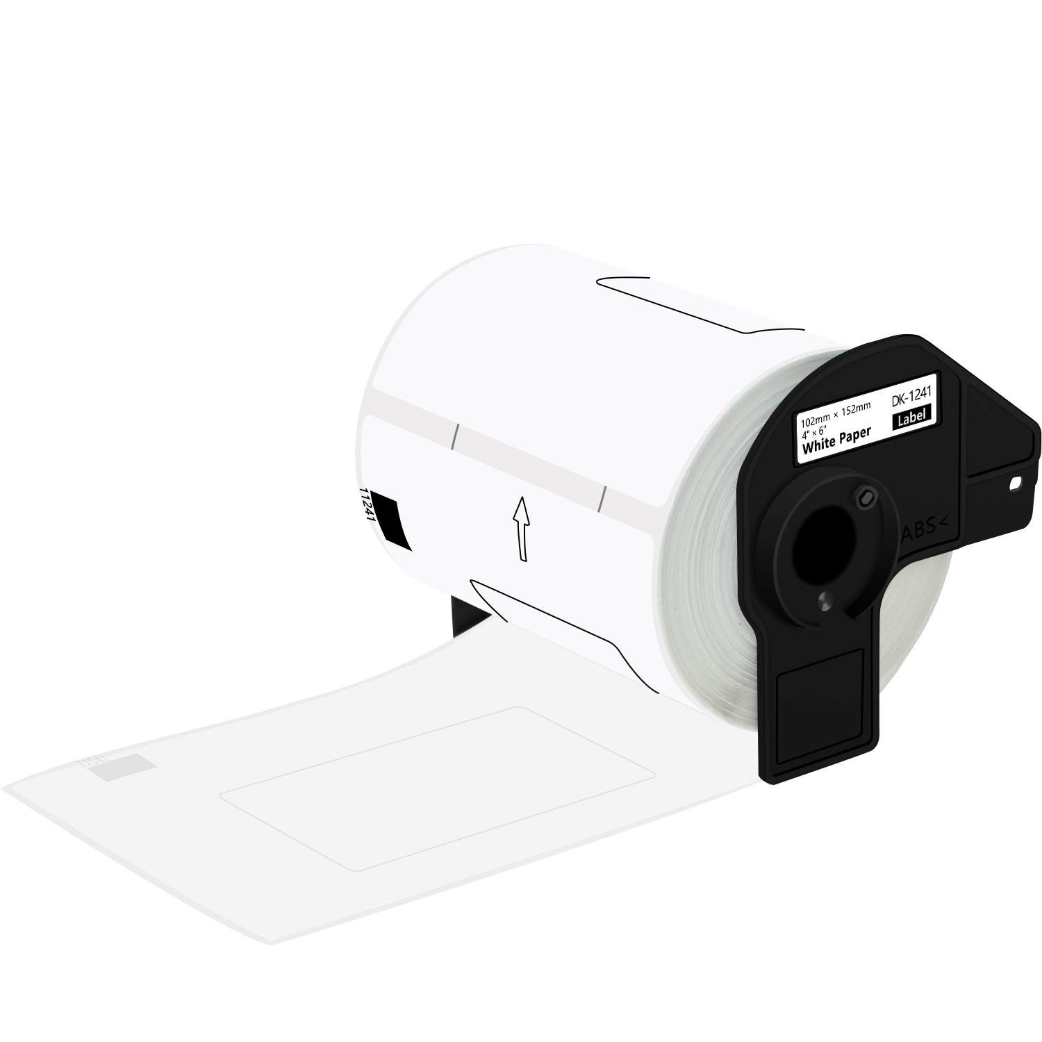 Etiqueta blanca de papel brother dk1241 - 180 etiquetas de 101 mm de ancho x 152 mm de largo. impresión en negro. ql1110nwb.