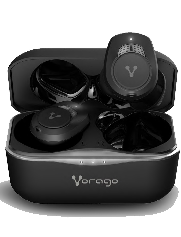 Audifonos earbud vorago premium esb-600-anc. cancelación de ruido / noise cancelling tws ipx5 21hrs control táctil 590mah