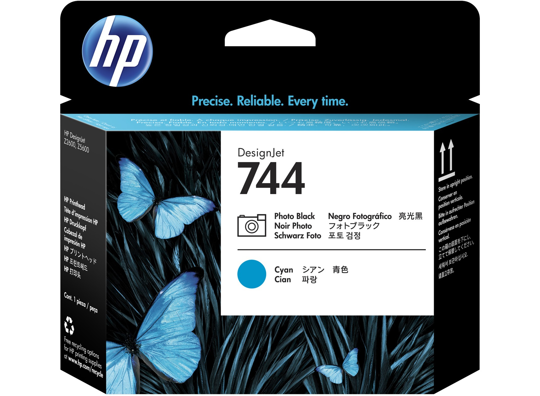 Cabezal hp 744 - f9j86a, negro fotográfico/cian