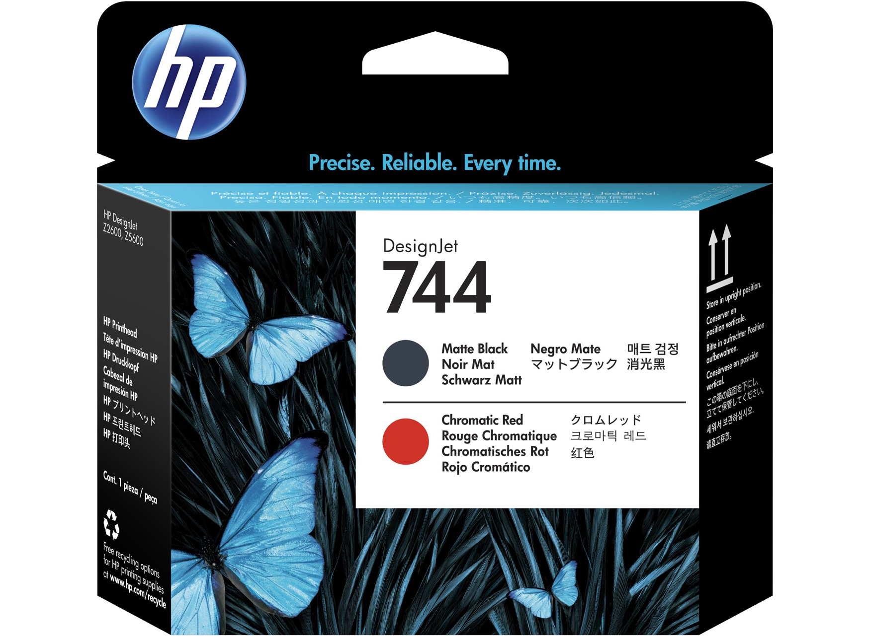 Cabezal hp 744 - f9j88a, negro mate/rojo cromático