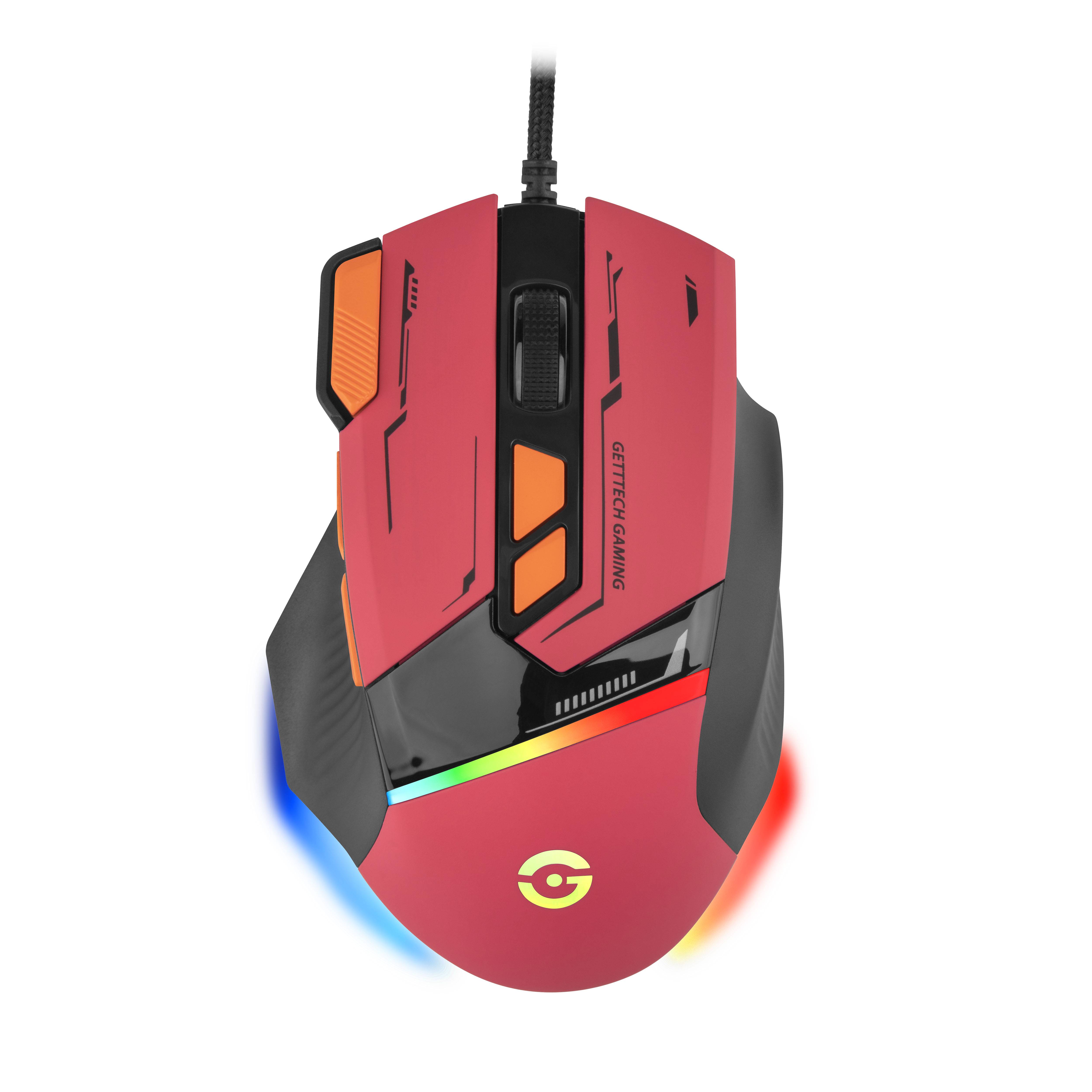 Mouse gamer - getttech, rojo - modelo gpm-rgbwr-g1-rd