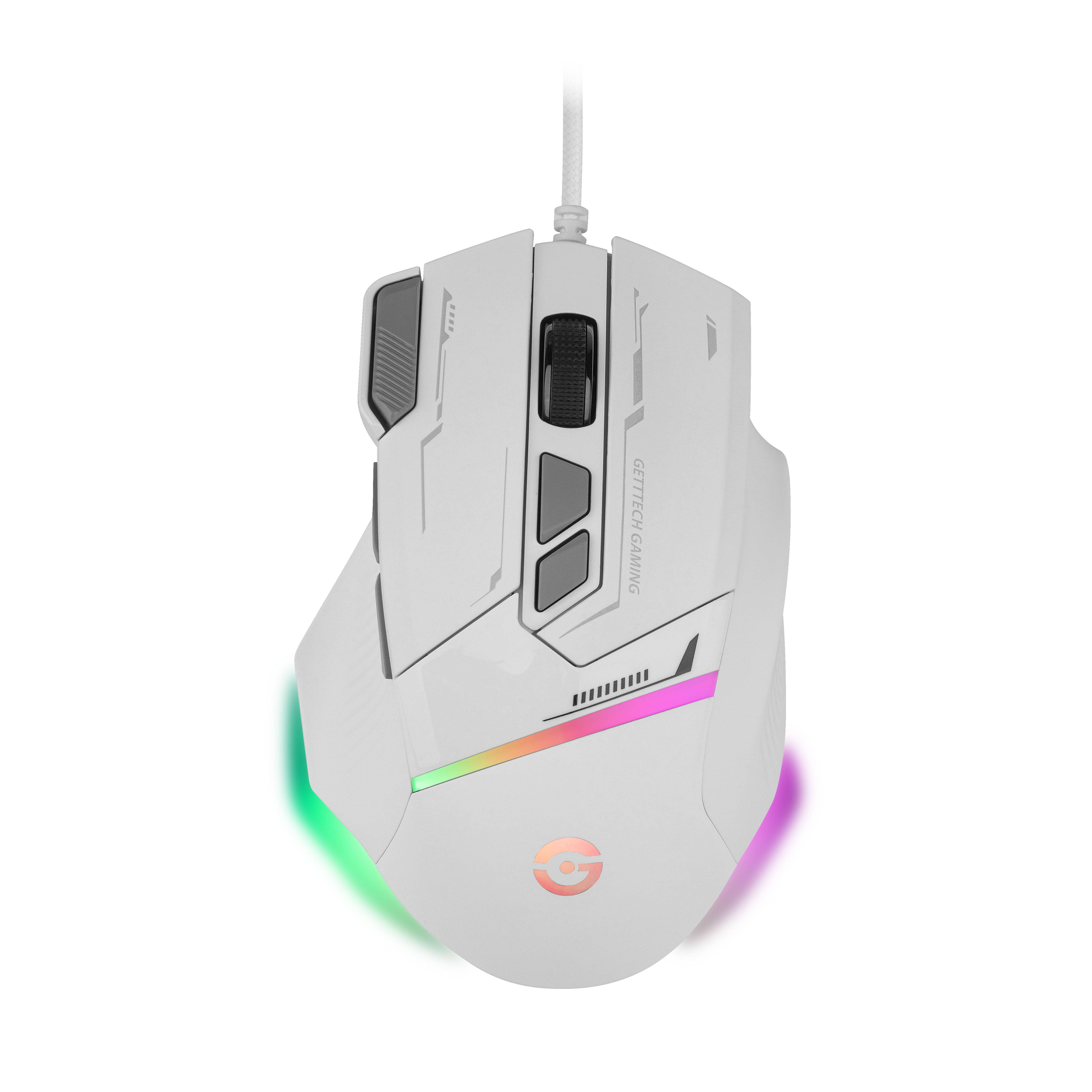 Mouse gamer - getttech, blanco - modelo gpm-rgbwr-g1-wh