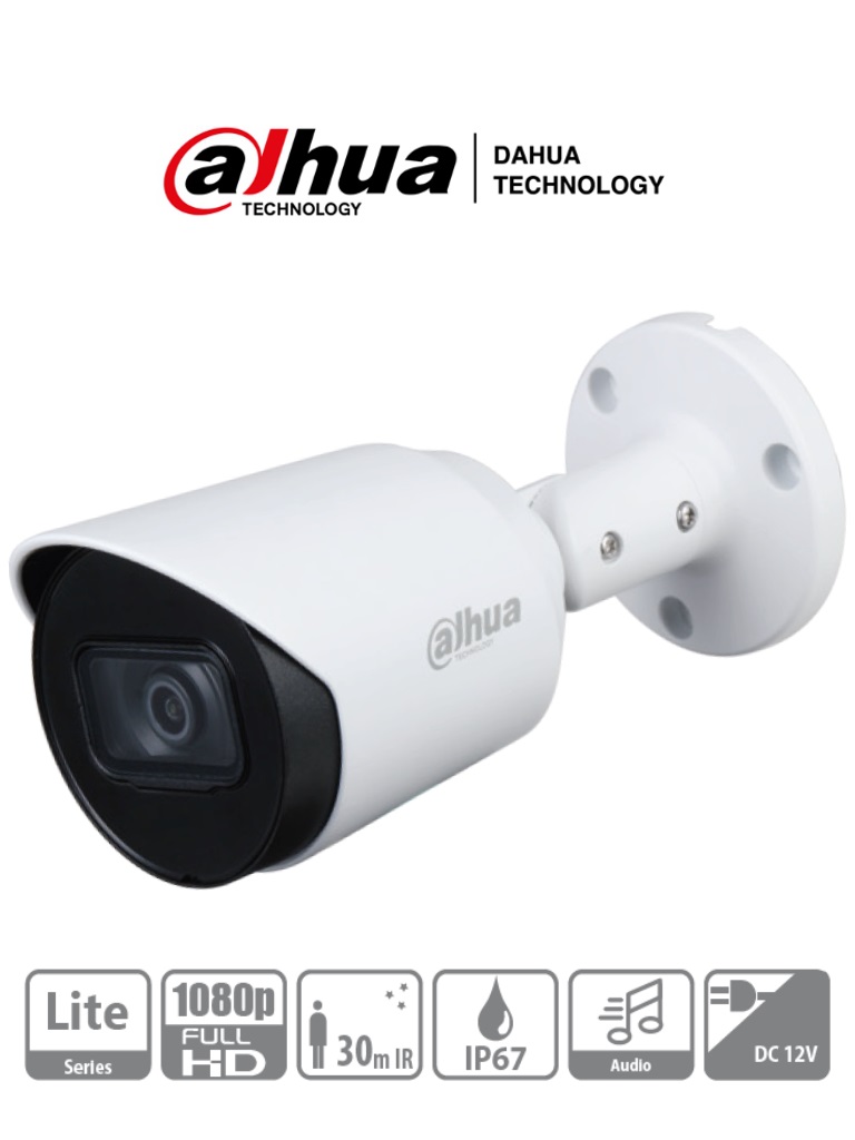 Dahua hac-hfw1200t-a - camara bullet hdcvi 1080p/ microfono integrado/ 103 grados de apertura/ lente 2.8 mm/ ir 30 mts/ ip67/ metalica/ dwdr/ blc /hlc