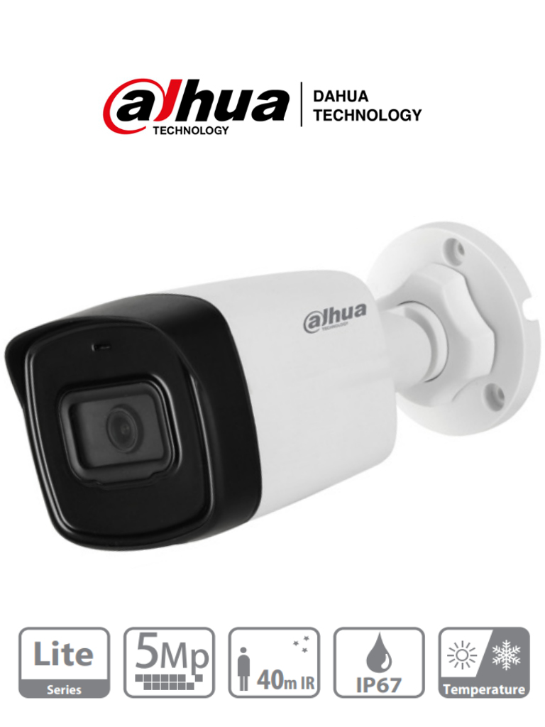 Dahua hac-hfw1500tl-28 - camara bullet de 5 megapixeles/ lente de 2.8 mm/ 111 grados de apertura/ ip67/ starlight/ dwdr/ soporta: cvi/cvbs/ahd/tvi