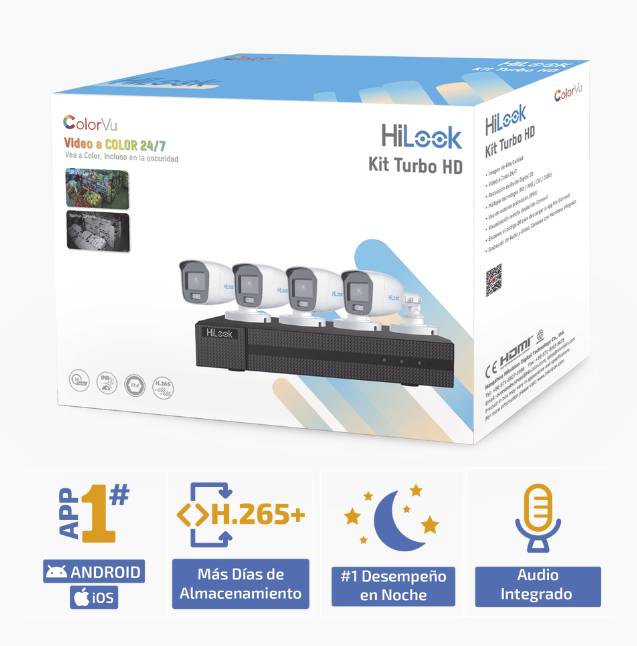 Kit turbohd 1080p / dvr 4 canales / 4 cámaras bala colorvu con micrófono integrado / fuente de poder / accesorios de instalación