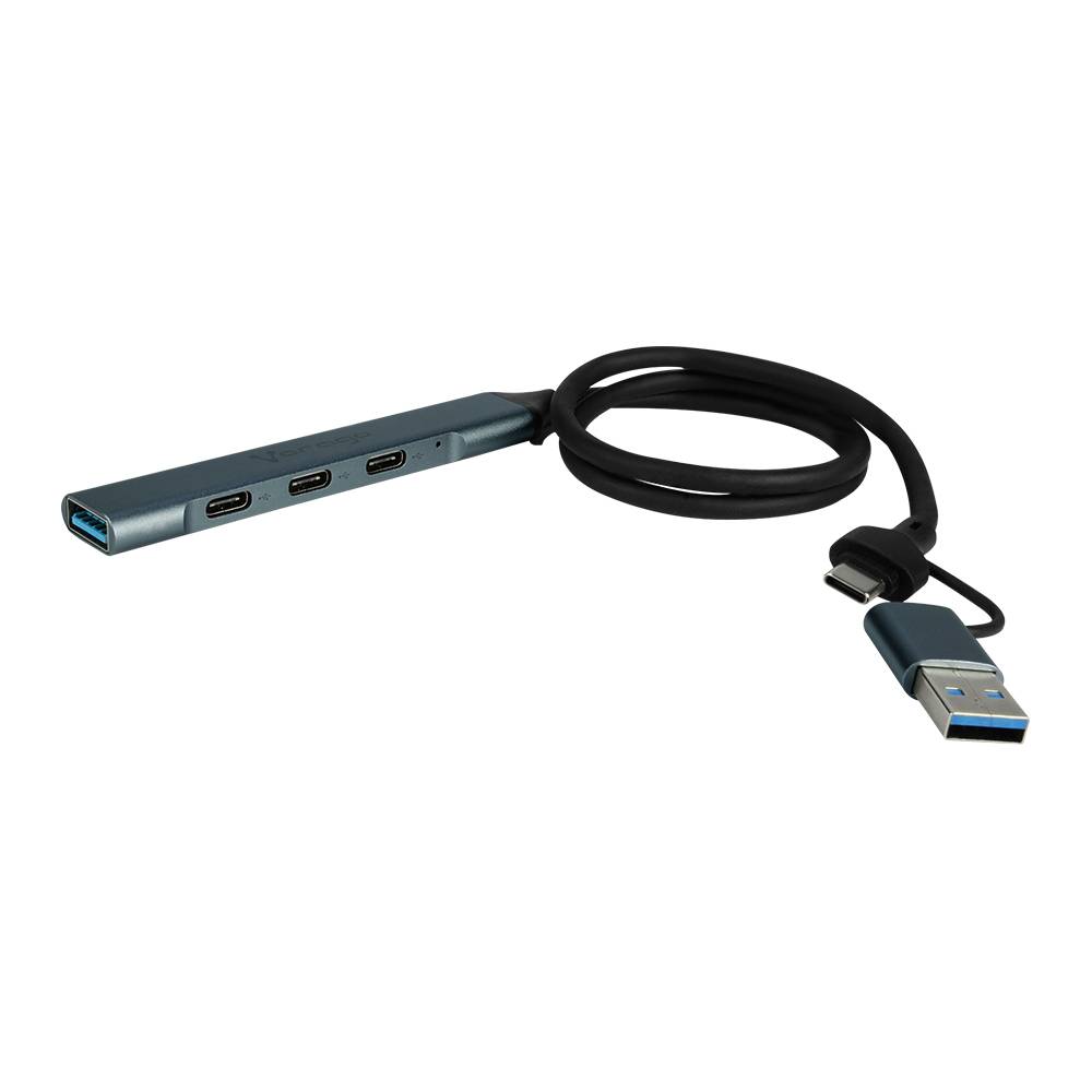 Concentrador hub vorago hu-205 slim 3 tipo c + 1 usb 3.0 adaptador c y usb