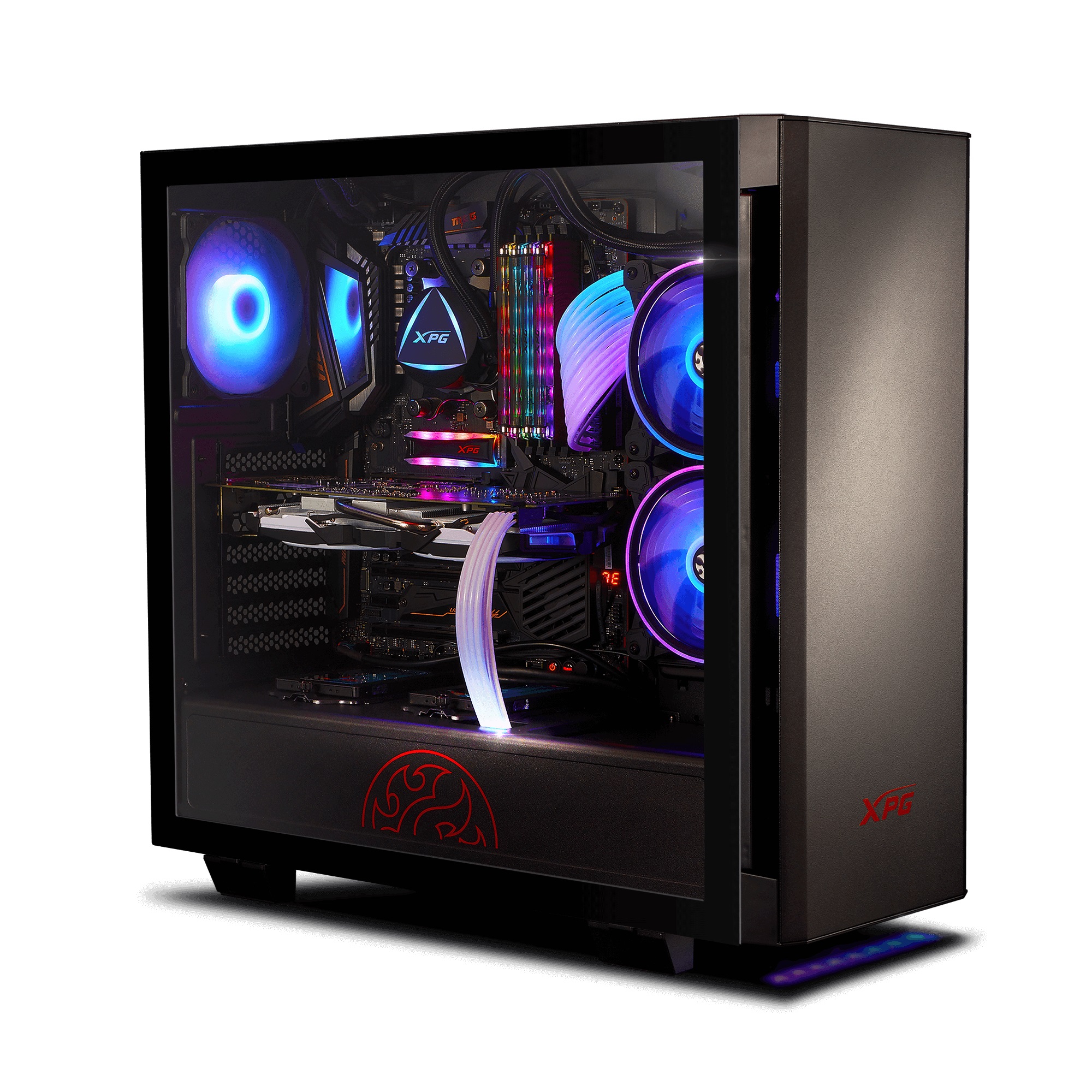 Gabinete xpg invader black  cristal templado  atx usb 3.0  audio hd - color -negri