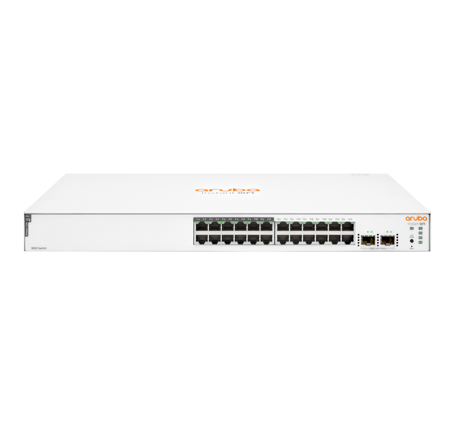 24x puertos rj-45 10/100/1000 mbps - 12p clase 4 poe 195 w, 2x puertos sfp 1gbe, 52 gbps