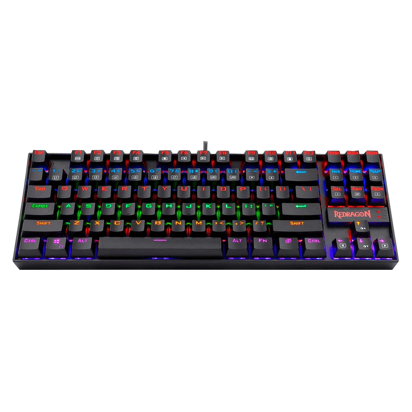 Teclado mecánico  redragon kumara rainbow - español, negro, rgb