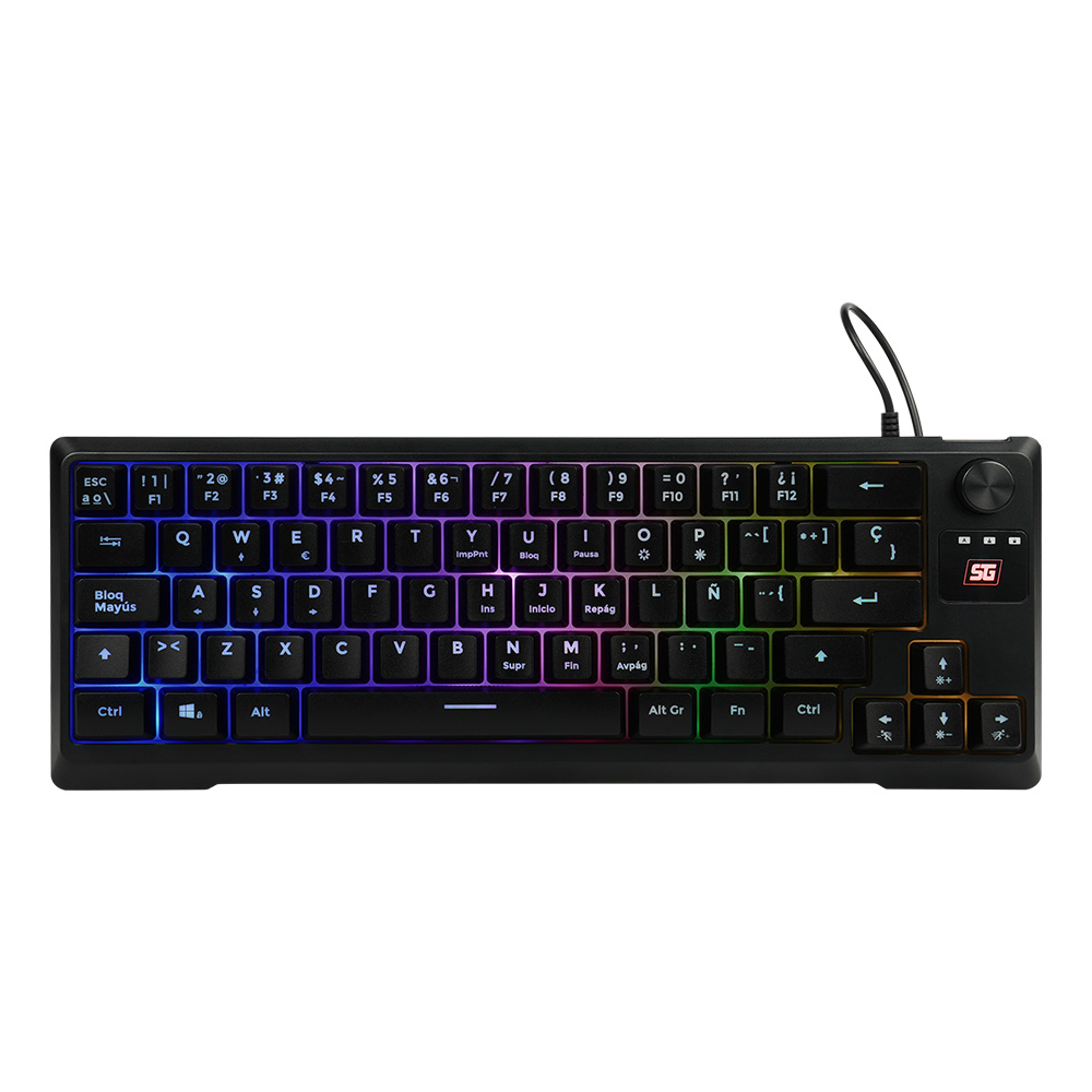 Teclado vorago start the game kb-506 tkl factor 65 - rgb, rueda multimedia, alámbrico, anti ghosting, usb negro