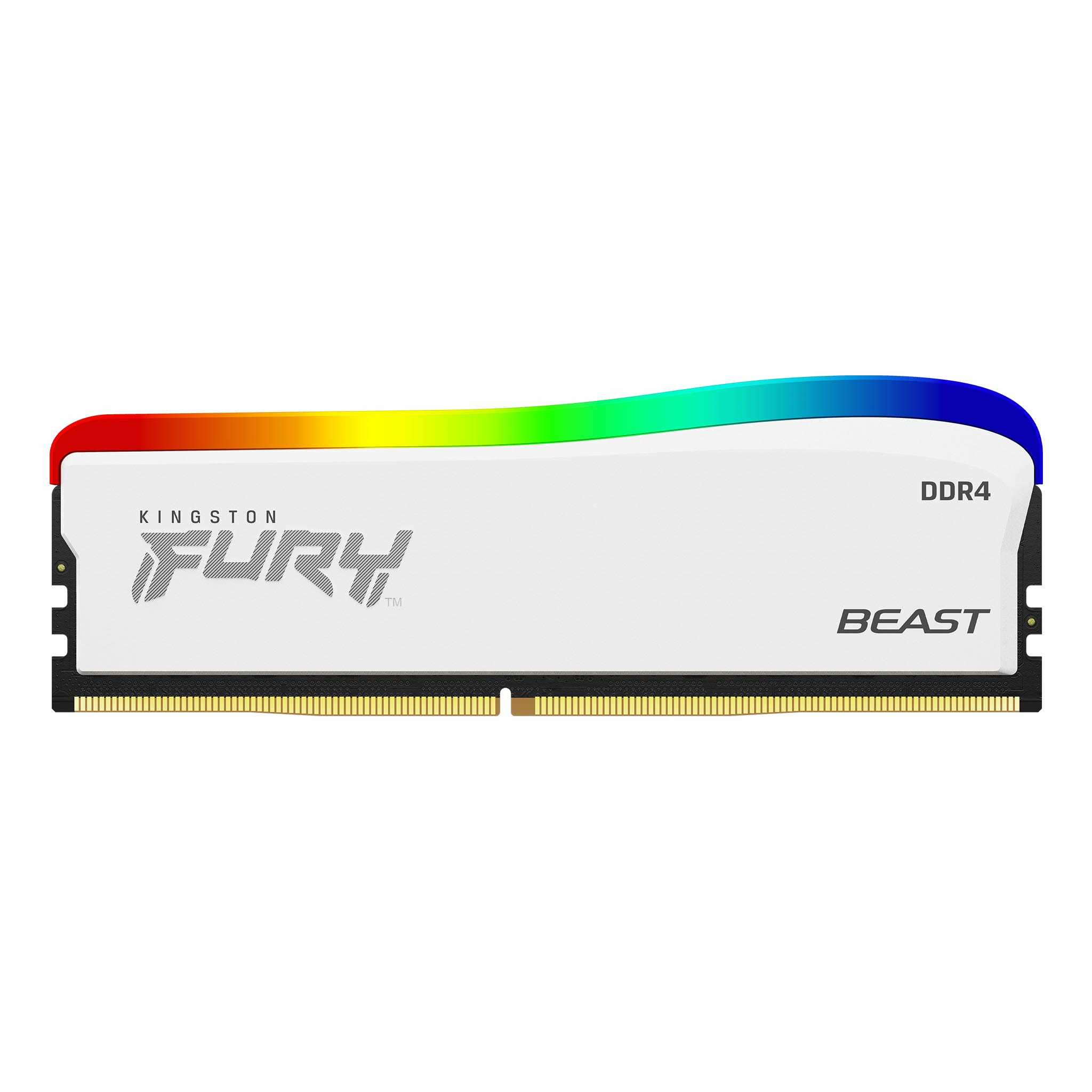 Memoria kingston 16gb 3200mt/s ddr4 cl16 dimm fury beast white rgb se kf432c16bwa/16