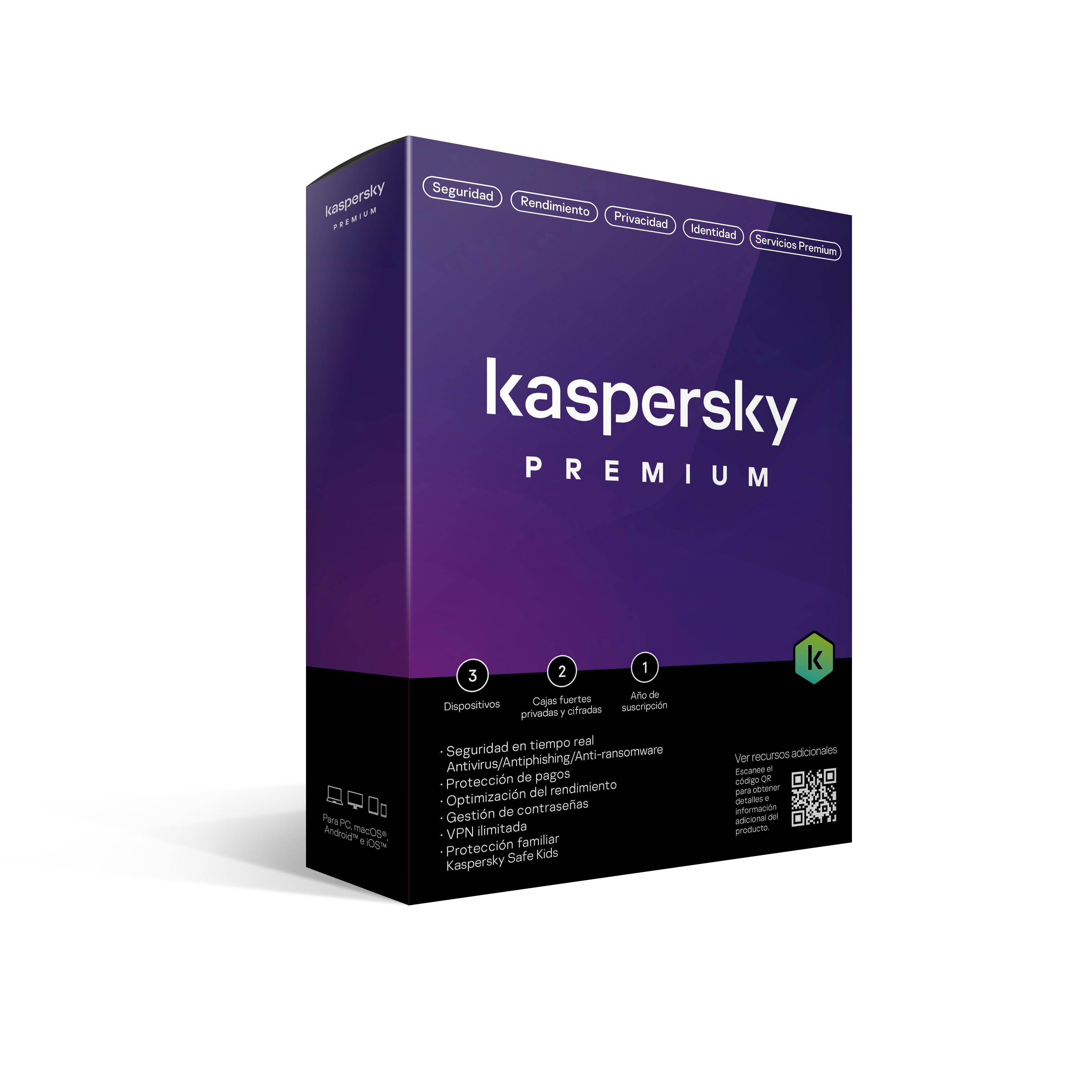 Kaspersky premium 3 dispositivos 1 año (total security)