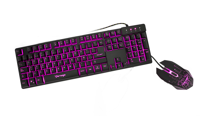 Kit de teclado y mouse gamer iluminados vorago start the game km-500 usb alámbricos