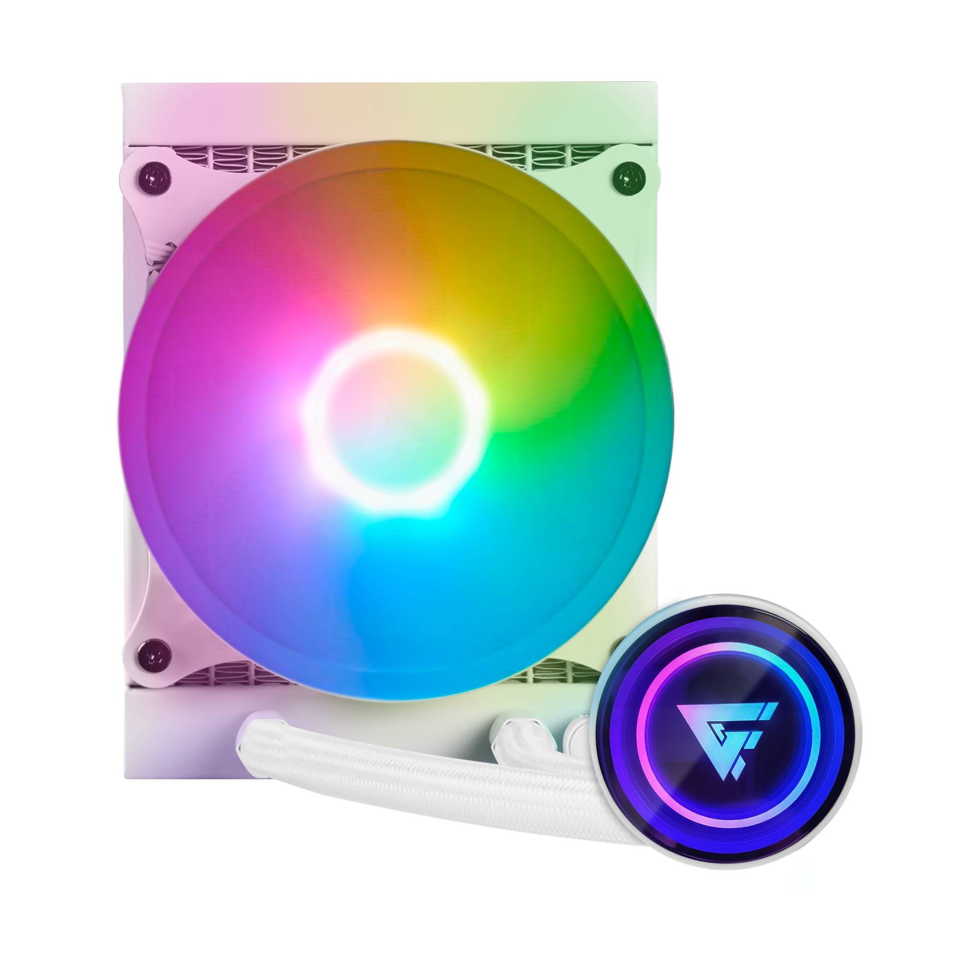 Enfriamiento liquido. gamer factor lqg501. 120mm - rgb, tdp 150w, 1 fan 120mm 70 cfm, blanco.