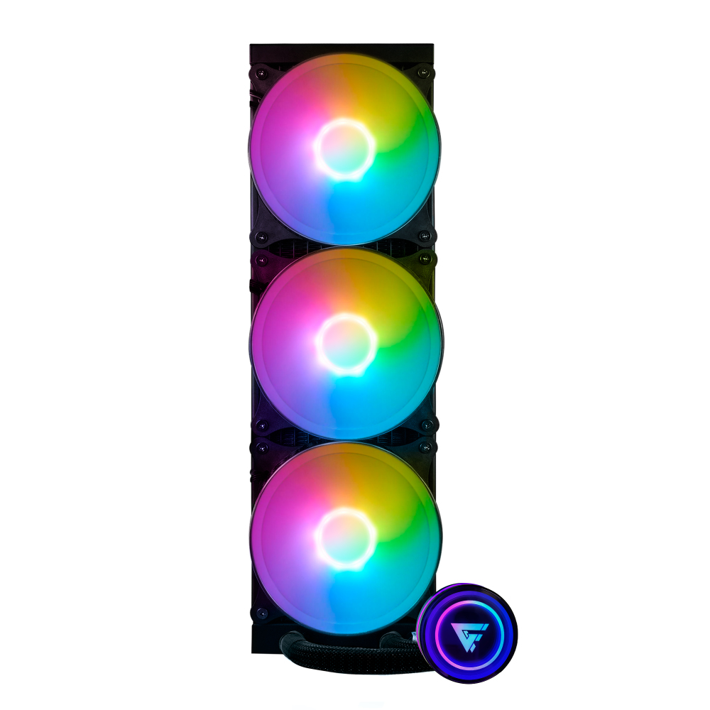 Lqg700 bk enfriamiento líquido game factor lqg700 - 360mm, rgb, 3 fan 120mm, negro