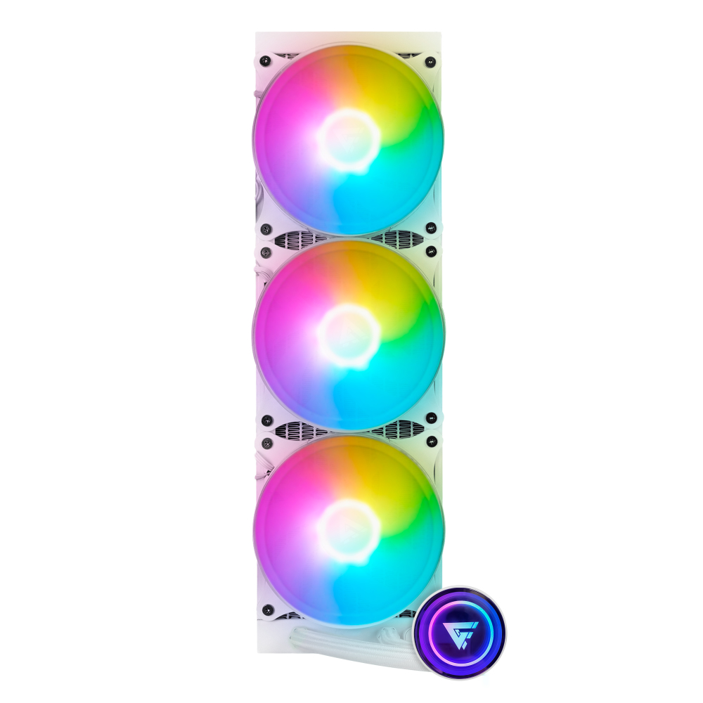 Lqg700 wh enfriamiento líquido game factor lqg700 - 360mm, rgb, 3 fan 120mm, blanco