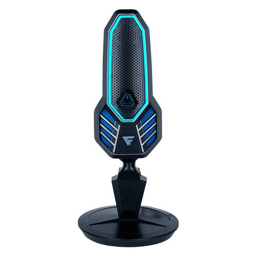 Micrófono game factor mcg800  usb tipo c y a - rgb, base giratoria, stand, anti pop negro