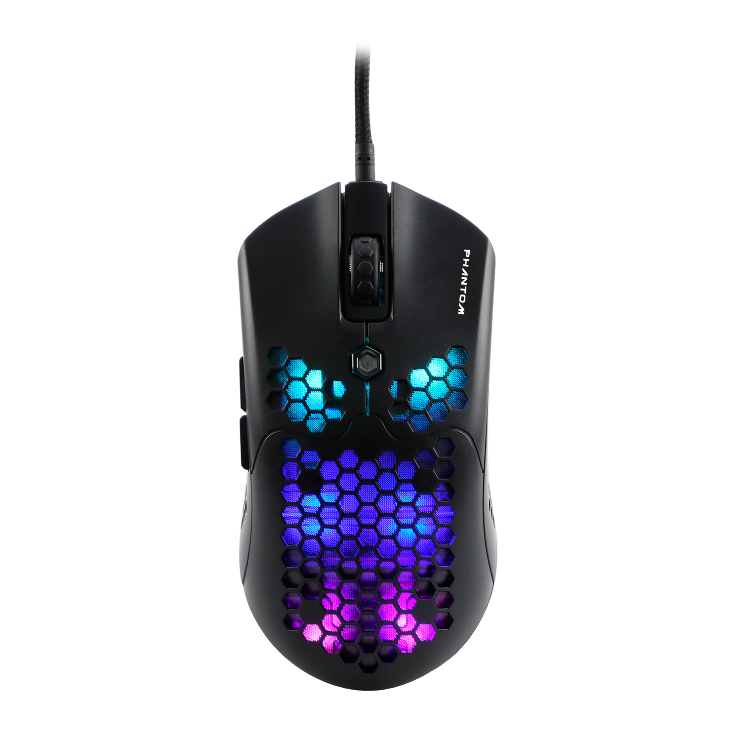 Mouse gamer naceb technology phantom - 6 botones + scroll, usb, 400-10000 dpi, iluminación rgb, sensor paw3325, cable reforzado 1.8mts