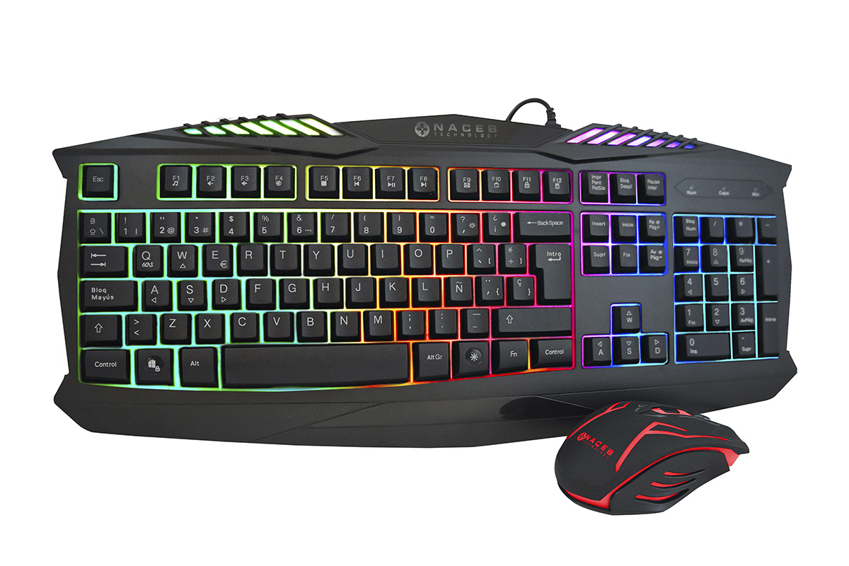 Kit de teclado y mouse gaming naceb technology na-617 - usb, negro