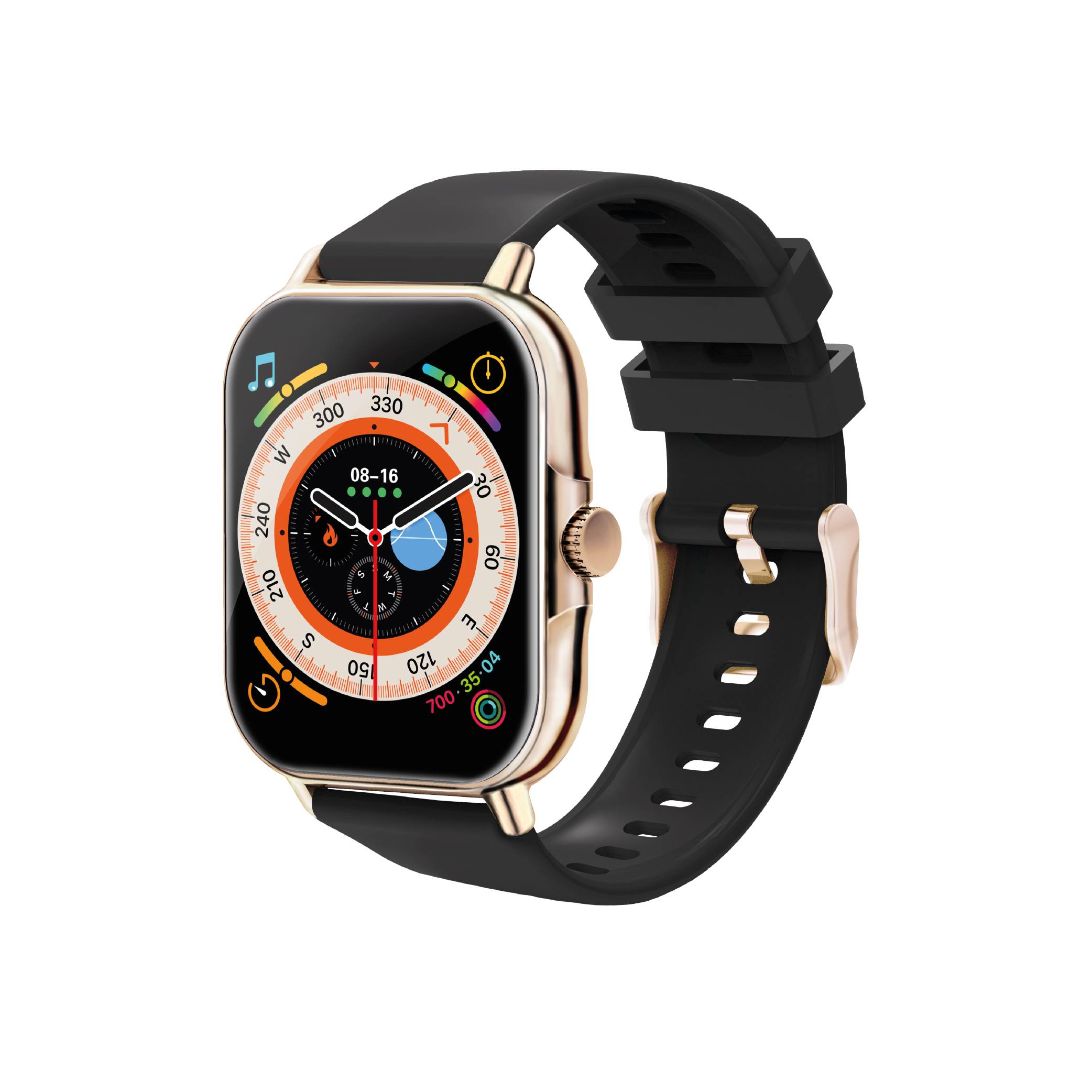 Smartwatch necnon nsw-201 1.81 pulgadas full touch ip67 bt 5.0 android/ios negro/dorado