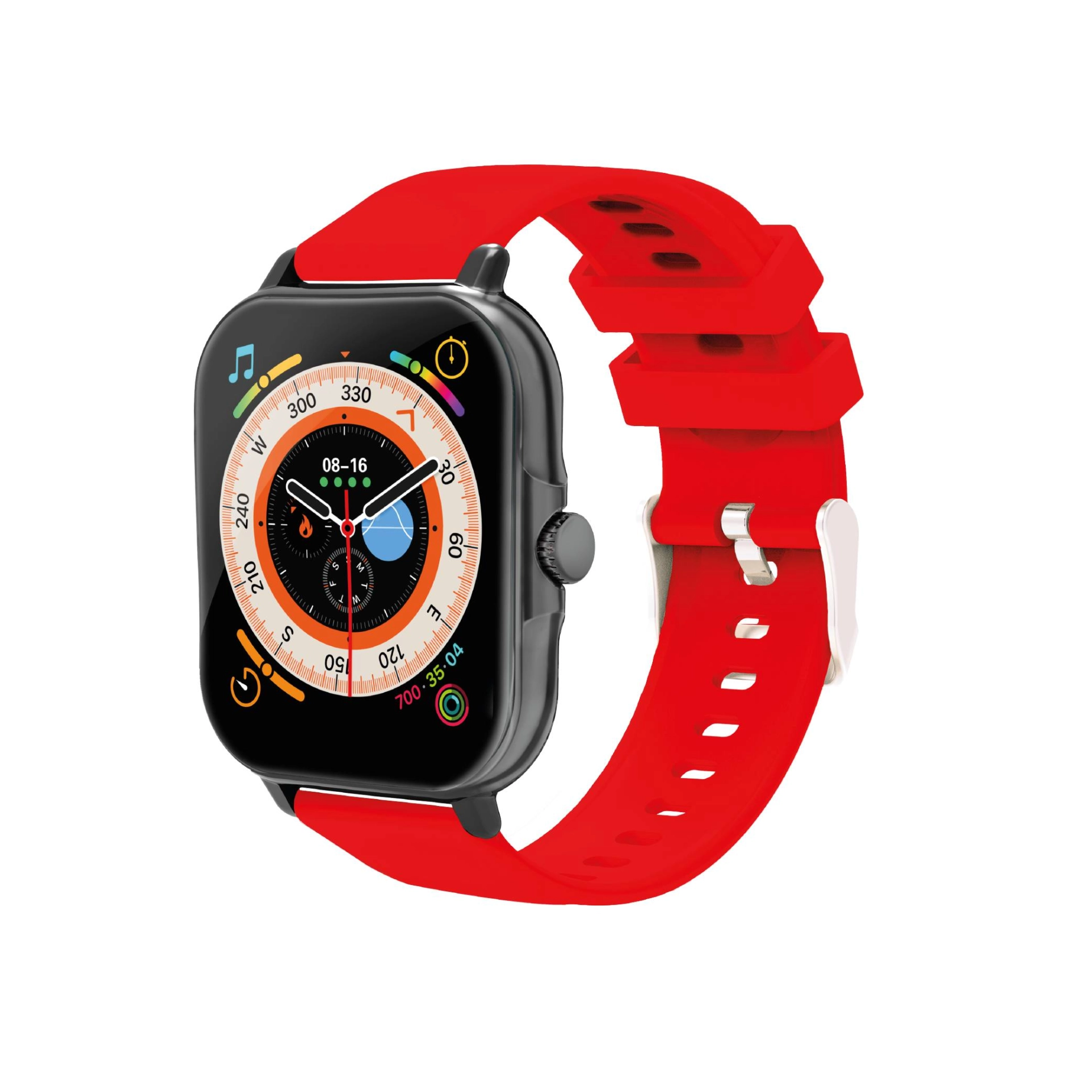 Smartwatch necnon nsw-201 1.81 pulgadas full touch ip67 bt 5.0 android/ios negro/rojo