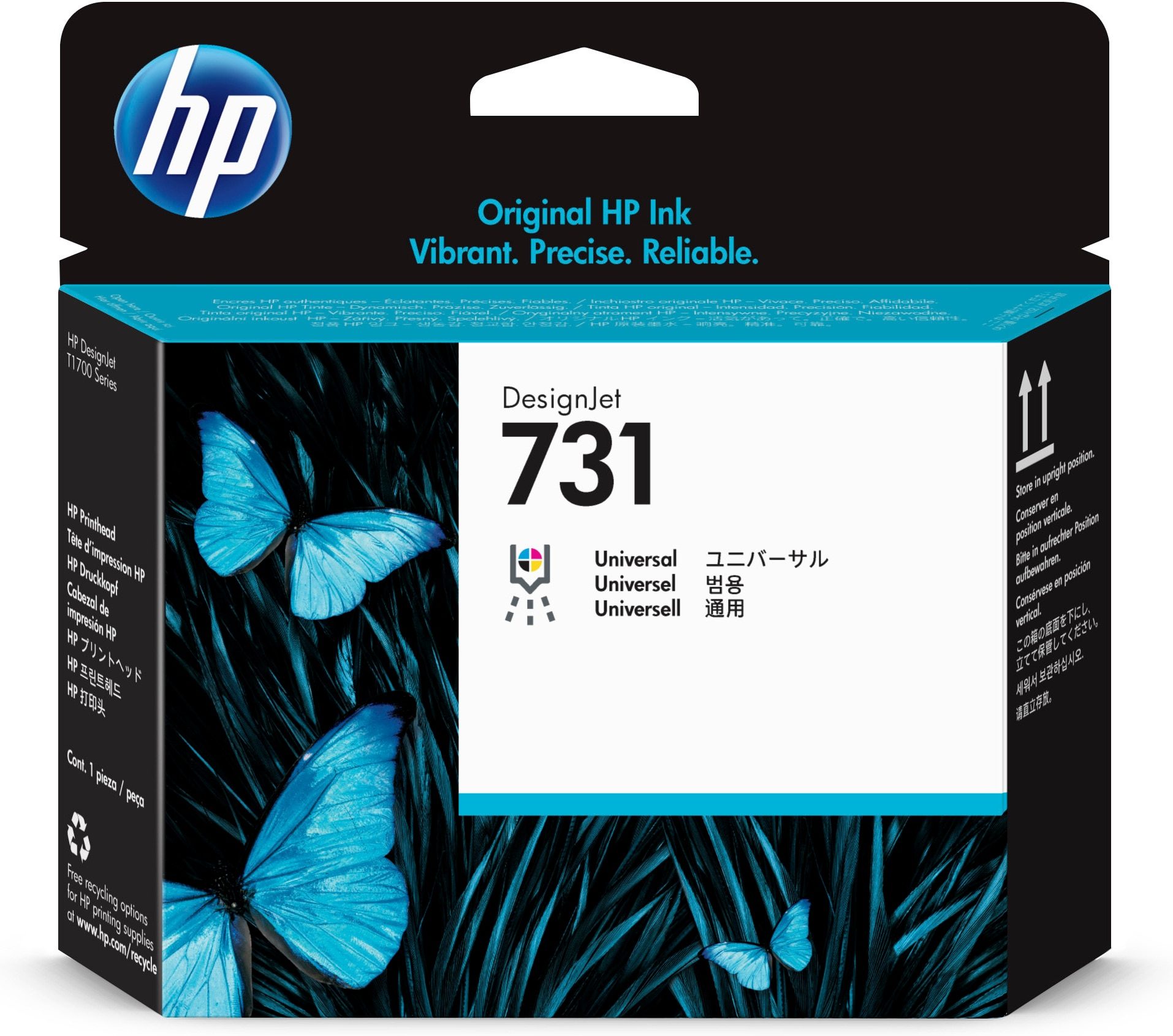 Cabezal hp 731 - p2v27a, negro mate/negro fotográfico/cian/magenta/amarillo/gris