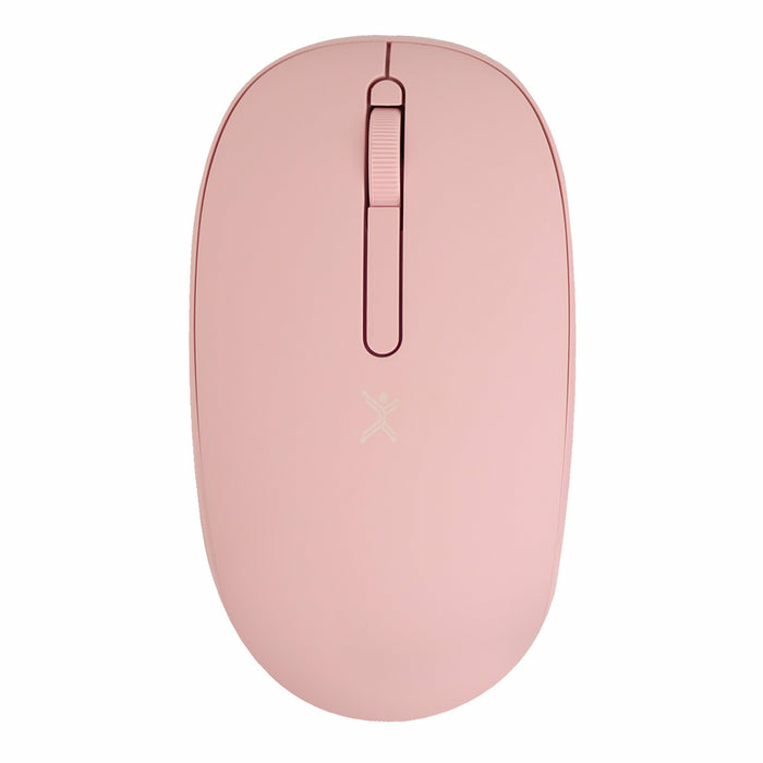 Mouse inalámbrico rosa silencioso con receptor doble usb c+usb a pc-045182