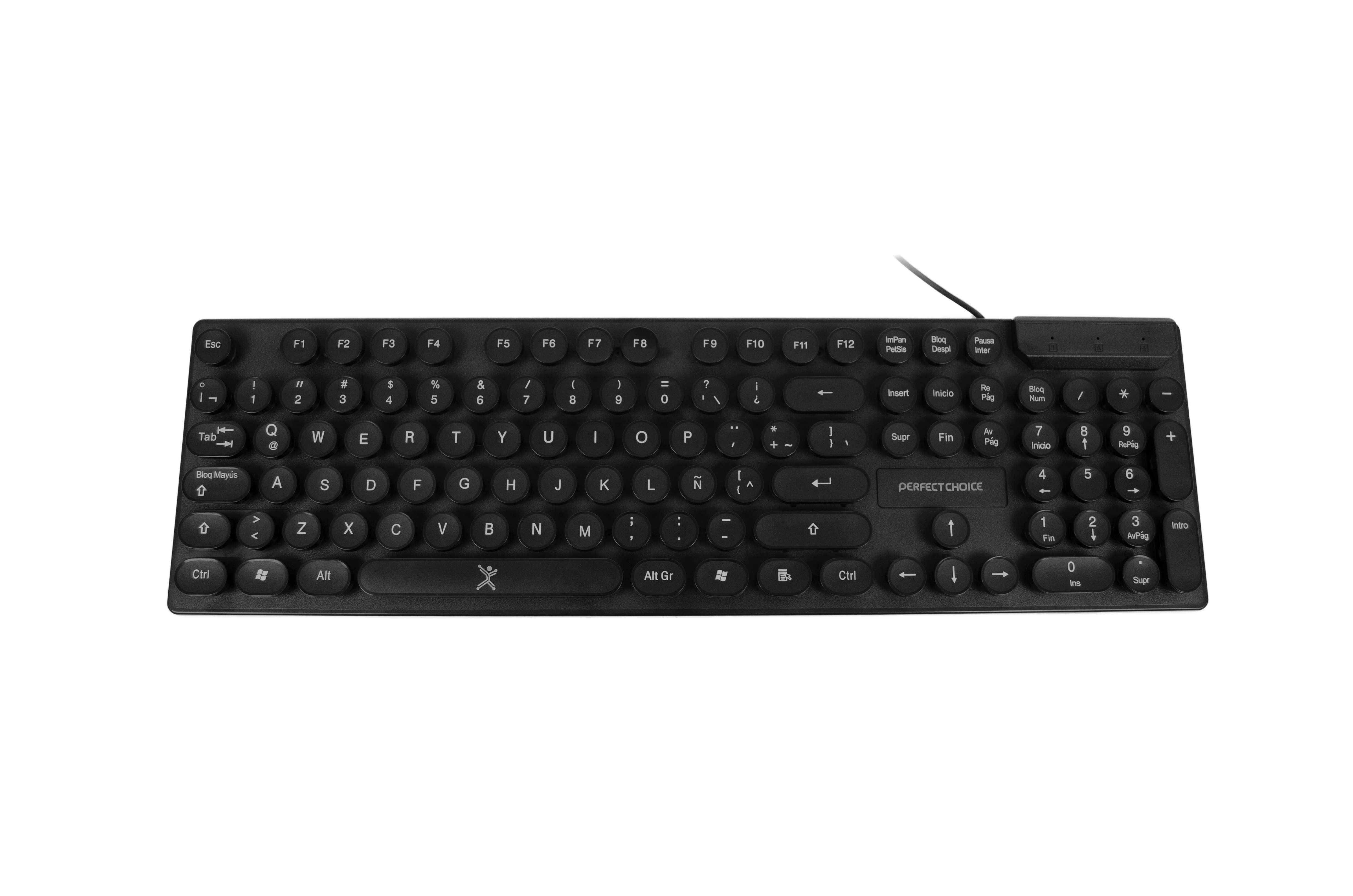 Teclado alámbrico perfect choice pc-201045 - usb, estándar, negro, portátil