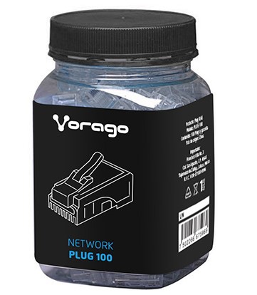 Plugs de red vorago plug-100 - rj-45, transparente, cat 5e