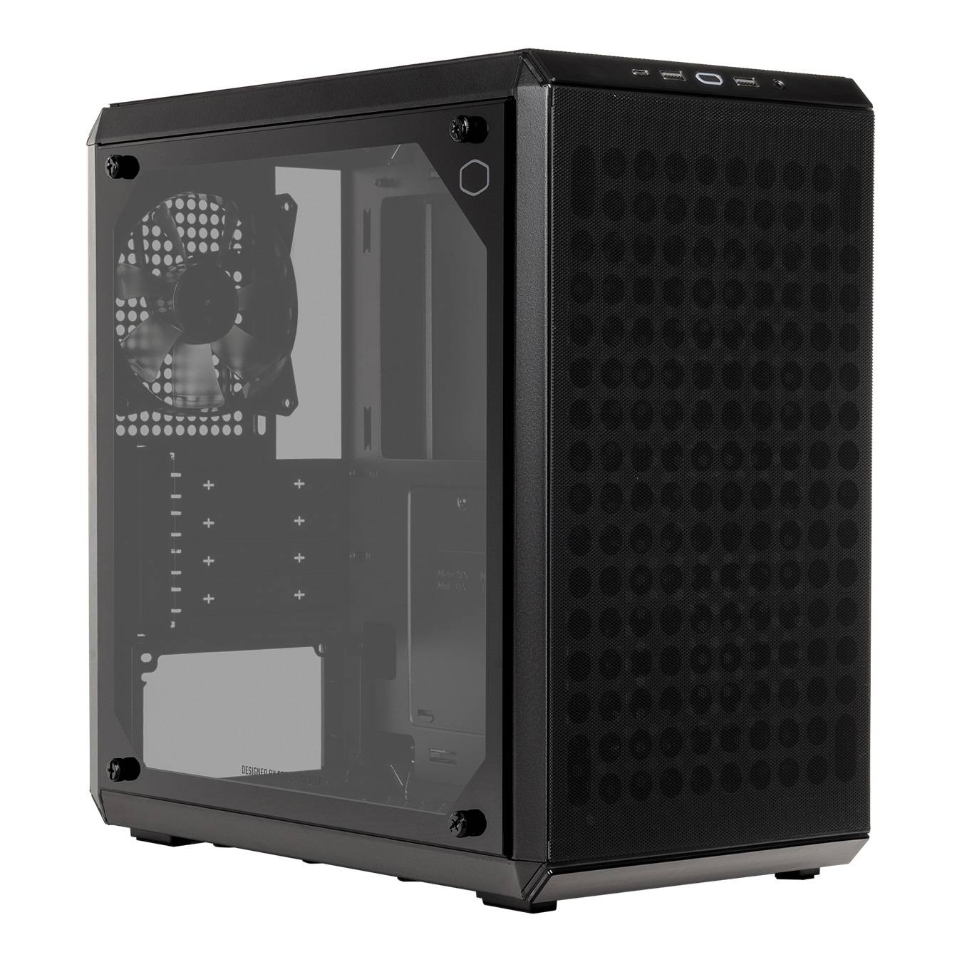 Gabinete cooler master q300lv2-kgnn-s01 con ventana - mini-tower, micro-atx/mini-itx, usb 3.2, sin fuente, 1 ventilador instalado, negro