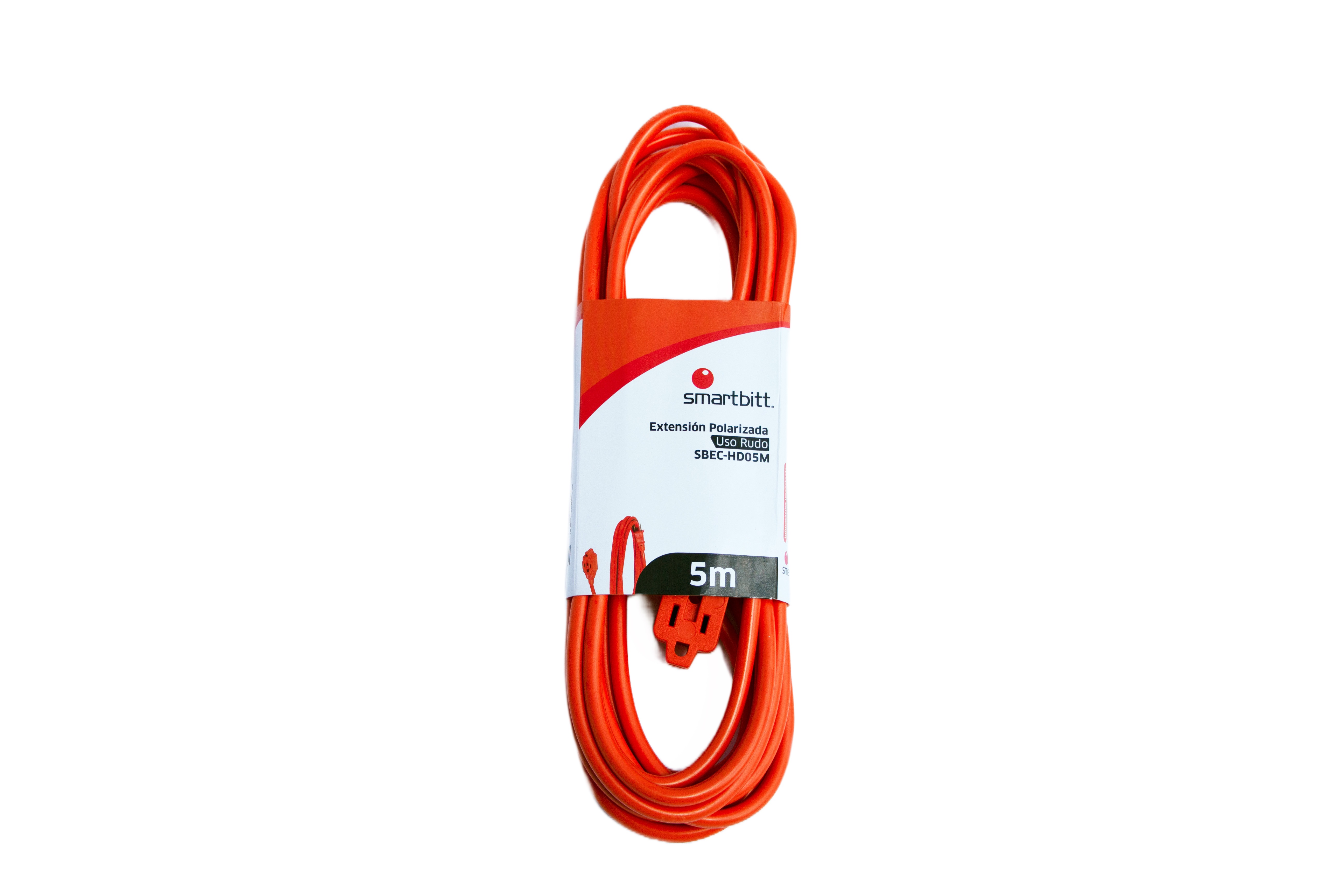 Extensión de uso rudo smartbitt modelo sbec-hd05m - 3 contactos, polarizada, retardante de incendio, para interior o exterior, 5 metros