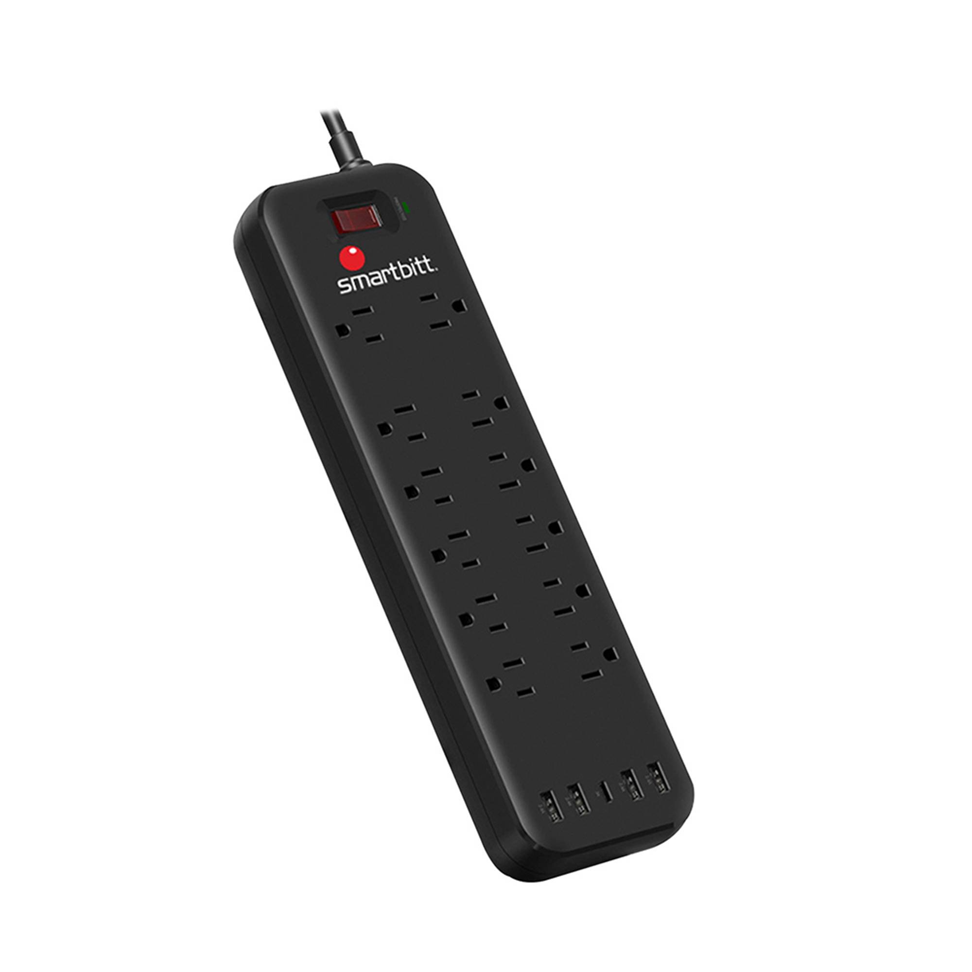 Supresor de picos smartbitt sbss-b12-5u  12 contactos y 5 puertos usb