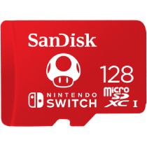 Memoria micro sdxc 128gb para nintendo switch sandisk uhs-i c10 - 128 gb, 100 mb/s, 90 mb/s, rojo, uhs